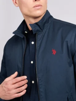 U.S. Polo Assn Bleu - . Veste Harrington en sergé de coton 100% pour hommes Clearance
