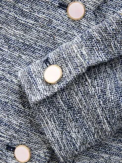 Next Bleu - Veste bouclée sans col festonné Best