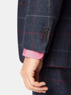 Brook Taverner Bleu - Veste de costume en laine à carreaux Hot