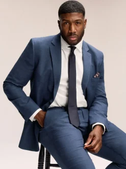 Next Bleu - Veste de costume extensible Ajusté aux Muscles Motionflex New