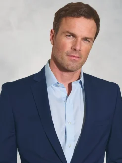 Brook Taverner Bleu - Veste de costume habillé lavable en laine mélangée Discount