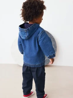 Next Bleu - Veste-chemise en jean à capuche zippée doublée Borg (3mois -7ans) Sale