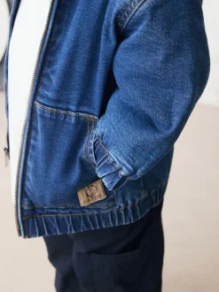 Next Bleu - Veste-chemise en jean à capuche zippée doublée Borg (3mois -7ans) Sale