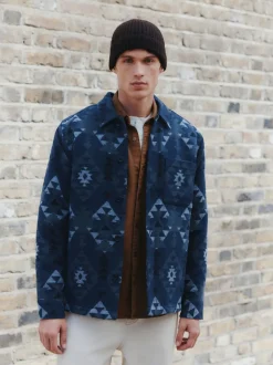 Next Bleu - Veste-chemise Navajo style Borg doublée New