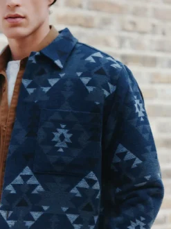 Next Bleu - Veste-chemise Navajo style Borg doublée New