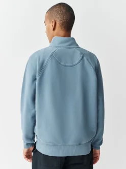 Next Bleu avio - Sweat-shirt épais délavé à col zippé Clearance