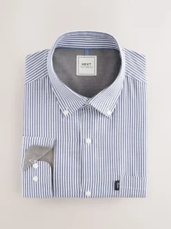 Next Bleu Bengal - Chemise Oxford boutonnée repassage facile New