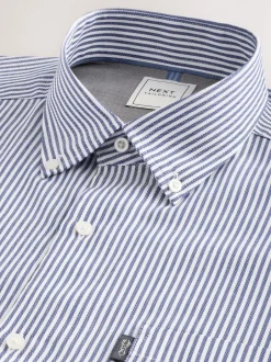 Next Bleu Bengal - Chemise Oxford boutonnée repassage facile New