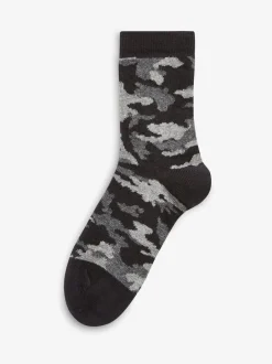 Next - Paquet de chaussettes en coton riche 7 Bleu camouflage/rayures