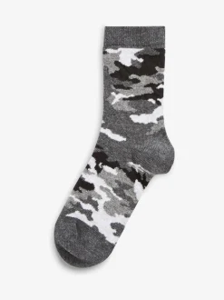 Next - Paquet de chaussettes en coton riche 7 Bleu camouflage/rayures