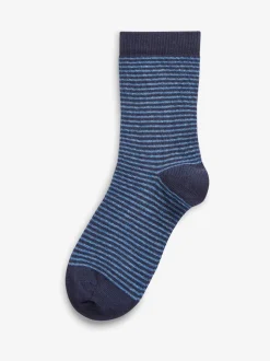 Next - Paquet de chaussettes en coton riche 7 Bleu camouflage/rayures