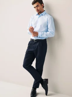 Next Bleu clair - Ajustement régulier - Chemise intelligente à double poignet facile d’entretien Hot