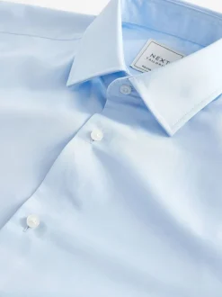 Next Bleu clair - Ajustement régulier - Chemise intelligente à double poignet facile d’entretien Hot