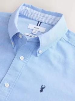 Next - Ajustement régulier - Chemise Oxford à manches longues Bleu clair Hot
