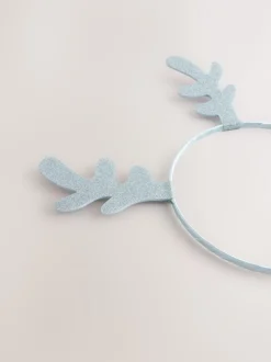 Next Bleu clair - Bandeau pailleté à motif renne de Noël avec Antler Clearance