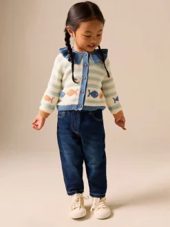 Next Bleu clair - Cardigan à col Rayure poisson (3mois-7ans) Outlet