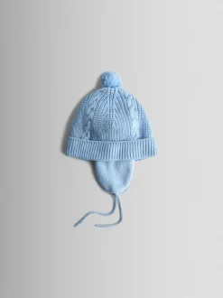 Jojo Maman Bébé - Chapeau côtelé à pom-pom-pom Bleu clair Outlet