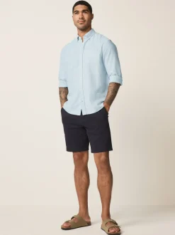 Next Bleu clair - Col Classique - Chemises longues Blend de lin de coton Sale