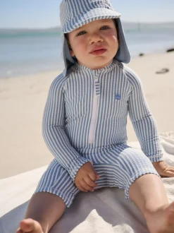 Next Bleu clair - Ensemble maillot de bain et chapeau anti-soleil rayé (3mois-7ans) Best