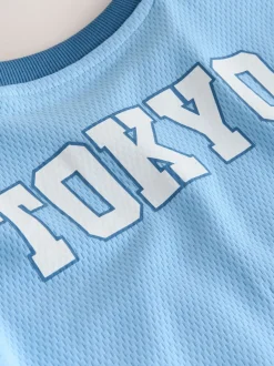 Next Bleu clair - Ensemble short universitaire à manches courtes (3mois à7ans) Clearance