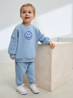 Next Bleu clair - Ensemble sweat et Joggings imprimé à Col rond (3mois-7ans) New
