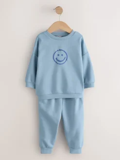 Next Bleu clair - Ensemble sweat et Joggings imprimé à Col rond (3mois-7ans) New