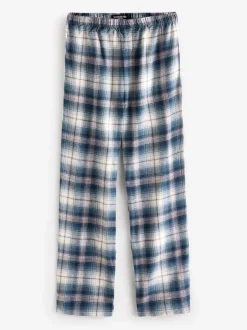 Loungeable Bleu clair - Ensemble pyjama haut en jersey et pantalon à carreaux brossé Discount