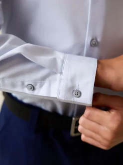 Next - Manches longues Chemises à bordures intelligentes (3-16yrs) Bleu clair Clearance