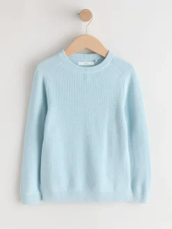 Next - Pull en maille col rond en coton (3-16ans) Bleu clair Clearance