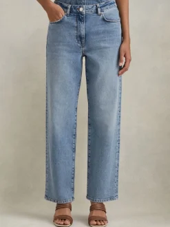 Reiss Bleu clair - Selin Rise Straight Leg Jeans Sale