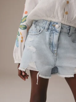 Next Bleu clair - 100Shorts en coton % Frayed Edge Distressed (3-16yrs) Clearance