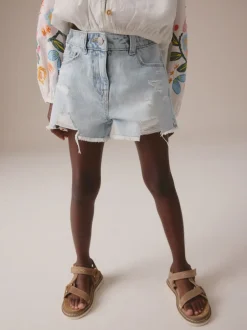 Next Bleu clair - 100Shorts en coton % Frayed Edge Distressed (3-16yrs) Clearance