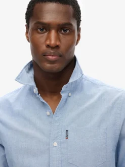 Superdry Bleu clair - Essentials Oxford Chemises Best