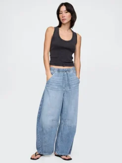 Gap Bleu clair délavé - Jeansfer à cheval ultra-doux taille moyenne Outlet