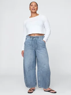 Gap Bleu clair délavé - Jeansfer à cheval ultra-doux taille moyenne Outlet