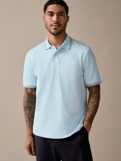 Next - Polo coupe classique à manches courtes et liserés Bleu clair ottoman Discount