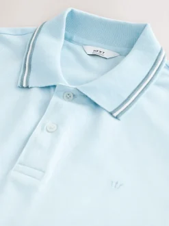Next - Polo coupe classique à manches courtes et liserés Bleu clair ottoman Discount
