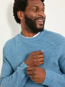 Fat Face Bleu clair style vintage - Pull FatFace en maille à Col rond New