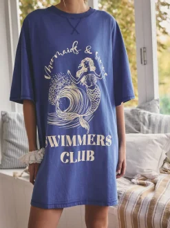 Next Bleu cobalt - Chemise de nuit graphique Hot