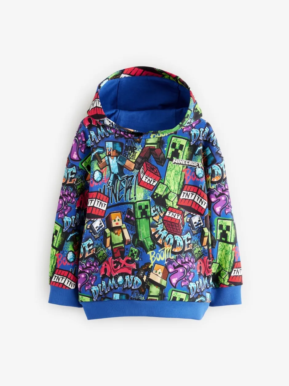Next Bleu cobalt - Sweat-shirt à capuche Minecraft (3-16ans) Clearance