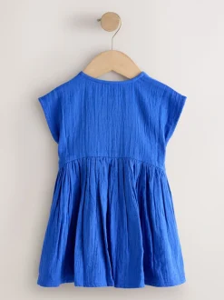 Next Bleu cobalt - Texture Manches courtes Robes (3mois-8ans) Clearance