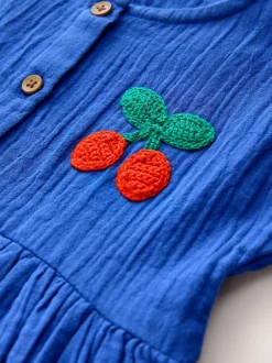 Next Bleu cobalt - Texture Manches courtes Robes (3mois-8ans) Clearance