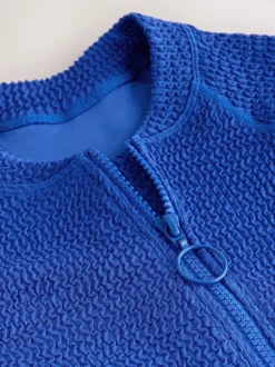 Next Bleu cobalt froissé - Maillot de bain rash à manches longues Discount