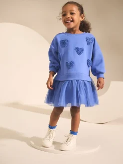 Next - Robe de soirée en sweat (3 mois-7 ans) Bleu Cœur New