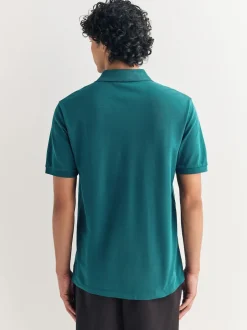 Next - Ajustement régulier - Polo Manches courtes Pique Bleu de sarcelle Sale