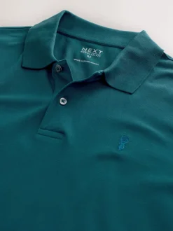 Next - Ajustement régulier - Polo Manches courtes Pique Bleu de sarcelle Sale