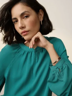 Next - Chemisier manches longues à col V Bleu de sarcelle Online