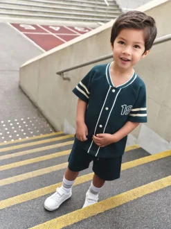 Next Bleu de sarcelle - Ensemble short universitaire à manches courtes (3mois à7ans) Hot