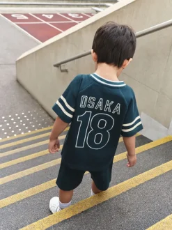 Next Bleu de sarcelle - Ensemble short universitaire à manches courtes (3mois à7ans) Hot