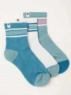 Fat Face Bleu de sarcelle - FatFace 3 paires de chaussettes de sport Sale